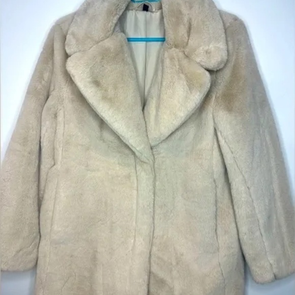 Beige Faux Fur Coat - Picture 2 of 3